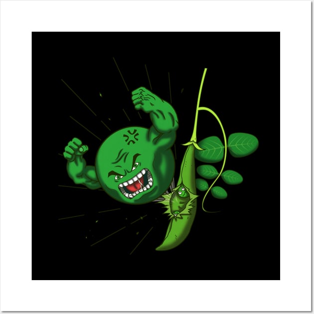 Funny Pea Vegan Angry Superhero Parody Wall Art by BoggsNicolas